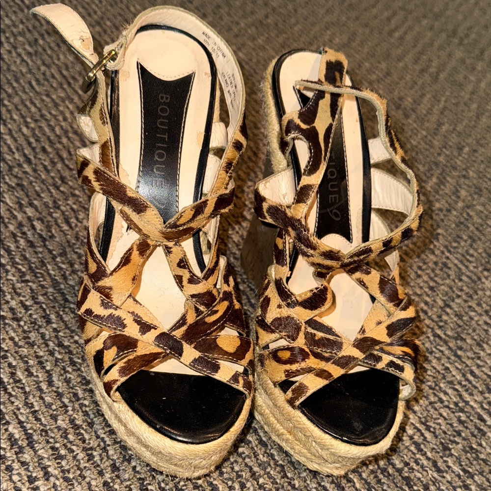 Boutique 9 Animal Print Espadrilles with Black Accents - Picture 2 of 5